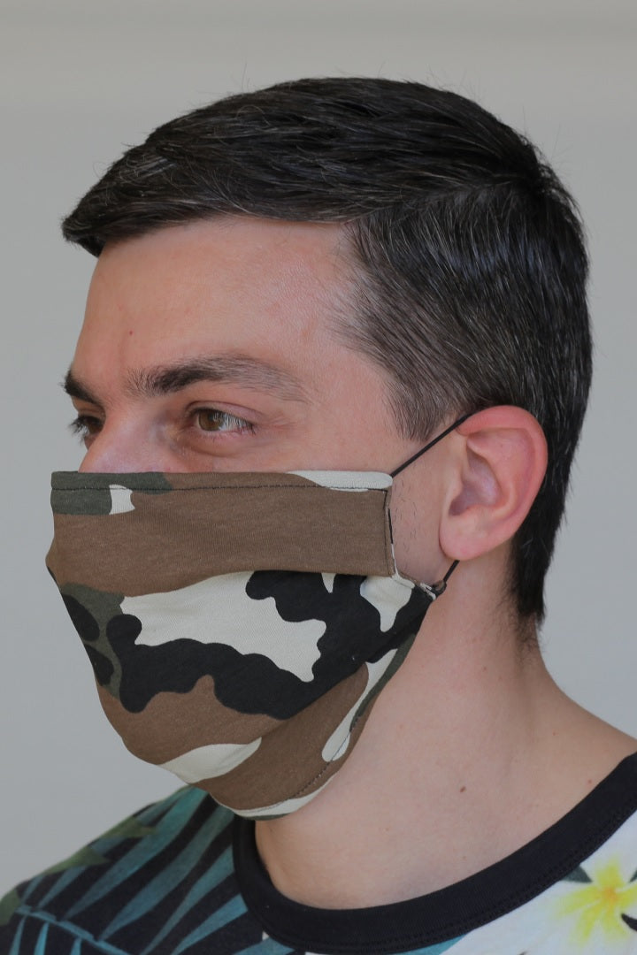 Jersey Cotton Reusable Face Mask with Filter Pocket in Camouflage