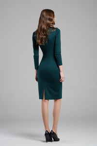 Green Soft Jersey Dress With Waistline Drapes