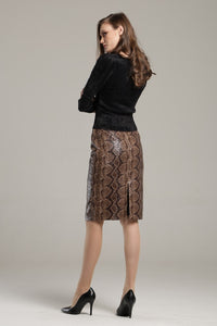 Snake skin faux leather pencil skirt