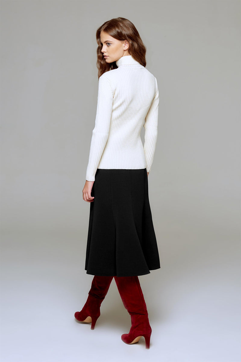 Wool midi skirt in black