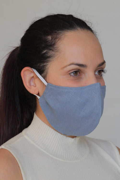 Linen Protective Cloth Mask in Blue
