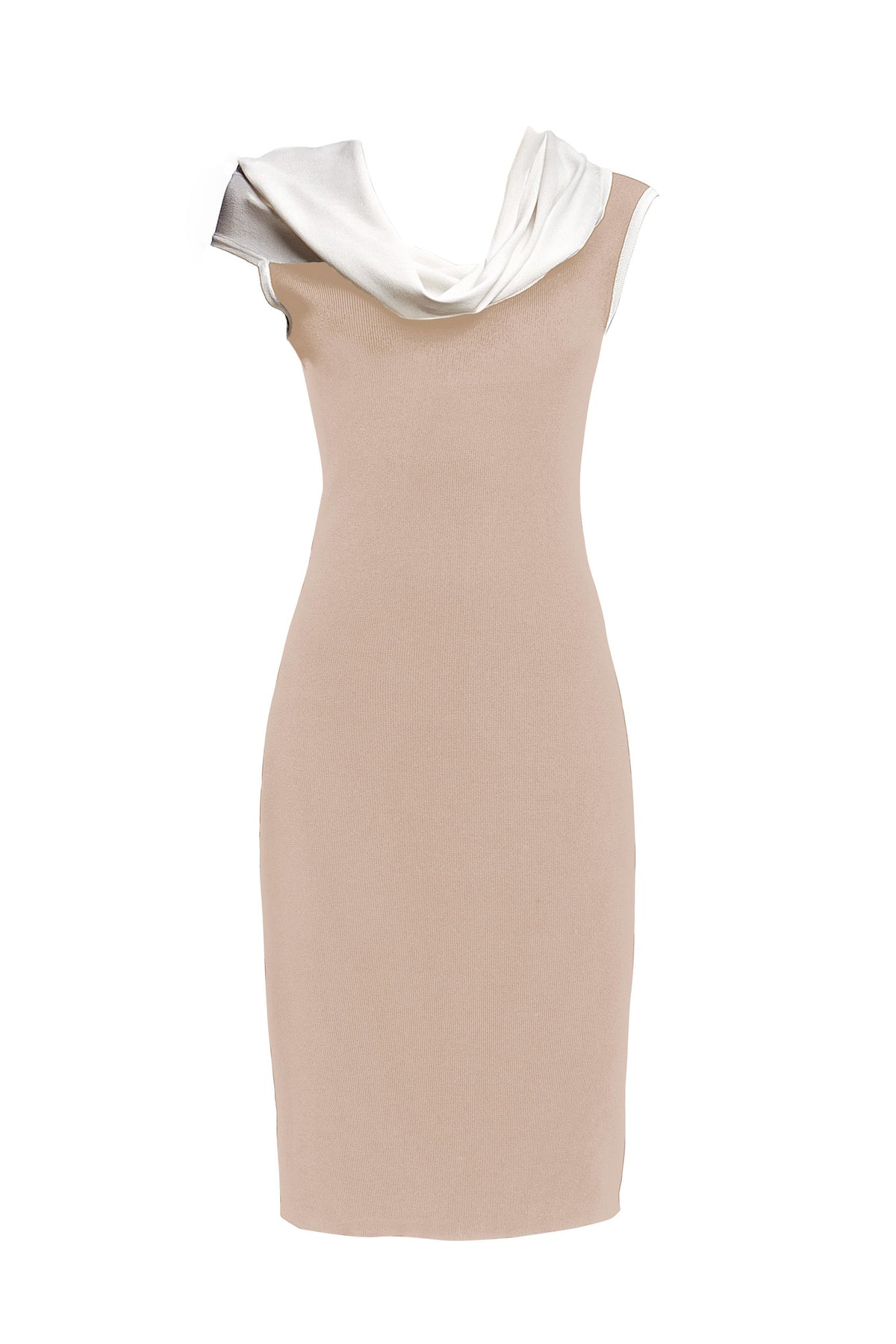 Powder asymmetric neckline knitted dress