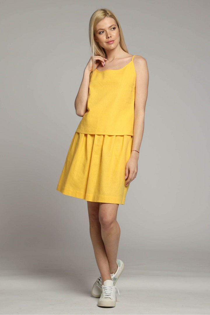 Milano linen camisole with scoop neckline in yellow