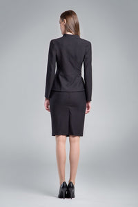 Jacquard jersey tailored jacket with asymmetric buttoning