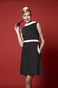 High Neck A-Line Polka Dot Dress