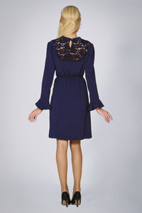 Lace-panelled cady dress