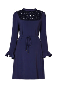 Lace-panelled cady dress