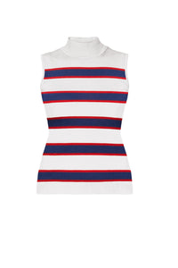 Blue And Red Striped Sleeveless Top