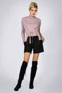 Powder pink wool cardigan and sleeveless top