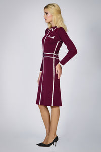 Knitted Jacquard Dress in Mulberry