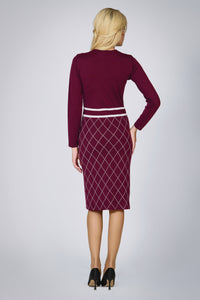 Bow Jacquard Knitted Dress in Mulberry