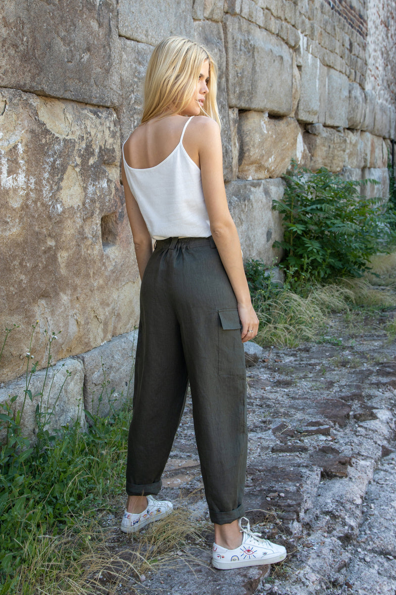 Marrakesh linen cargo trousers