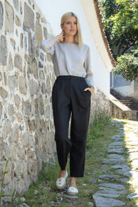 Malmo linen tapered leg long trousers