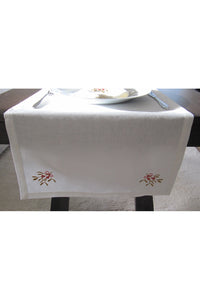 Set of 4 Embroidered Linen Napkins and Table Runner – Mistletoe