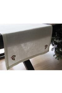 Set of 4 Embroidered Linen Napkins and Table Runner – Holly