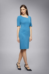 Atlantic Fitted Knee Length Dress with Asymmetrical Neckline