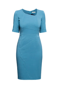 Atlantic Fitted Knee Length Dress with Asymmetrical Neckline