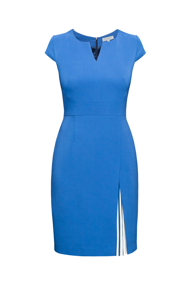 Stretch-Crepe Dress With Capped Shoulder And Pleated Detail