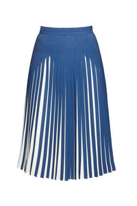 Azure Blue Pleated Two-Tone Midi Skirt