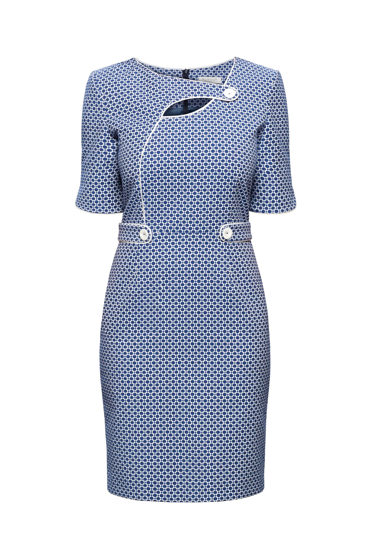 Polka Dot Dress With Keyhole Tab Neckline