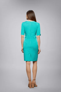 Green Dress With Keyhole Tab Neckline