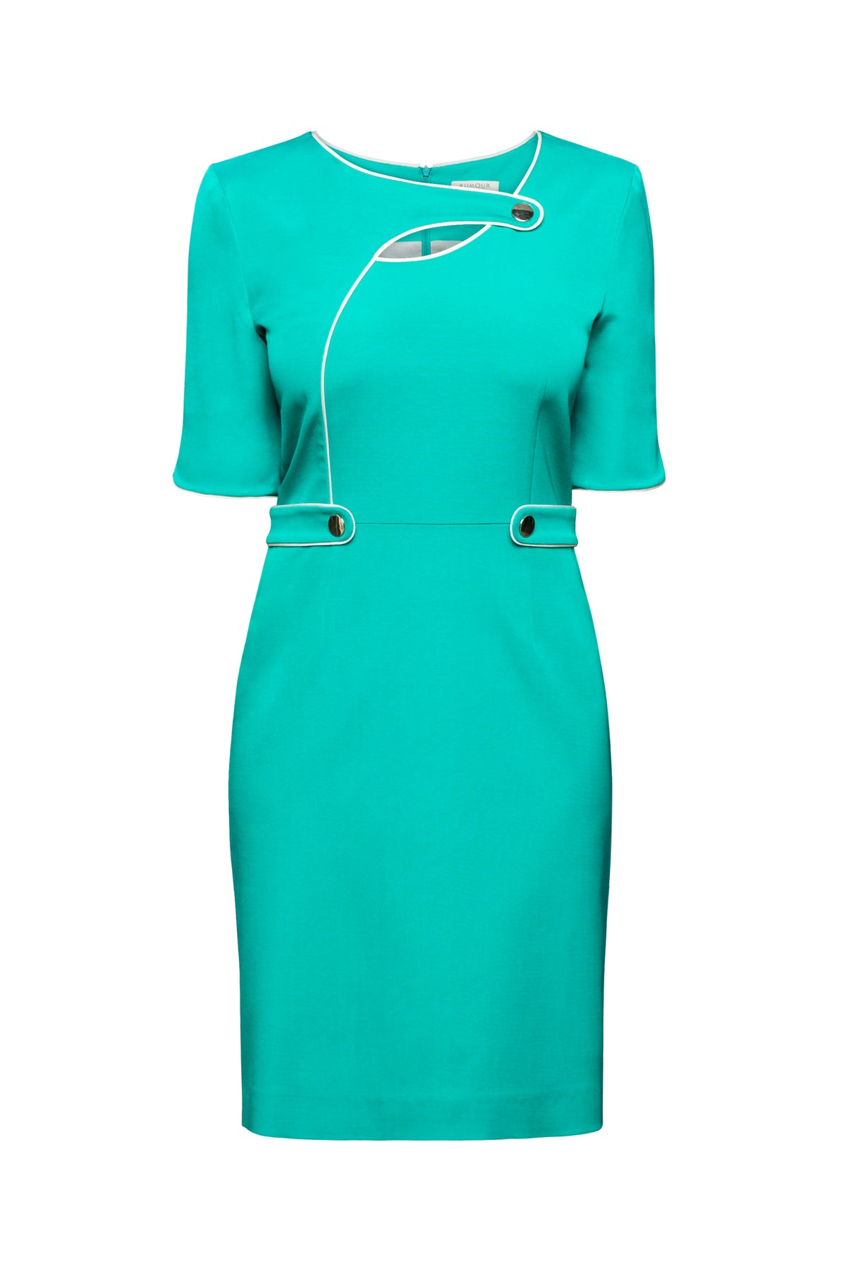 Green Dress With Keyhole Tab Neckline