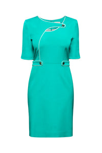 Green Dress With Keyhole Tab Neckline