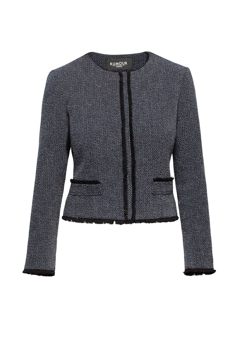 Tweed Jacket With Fringing Detail