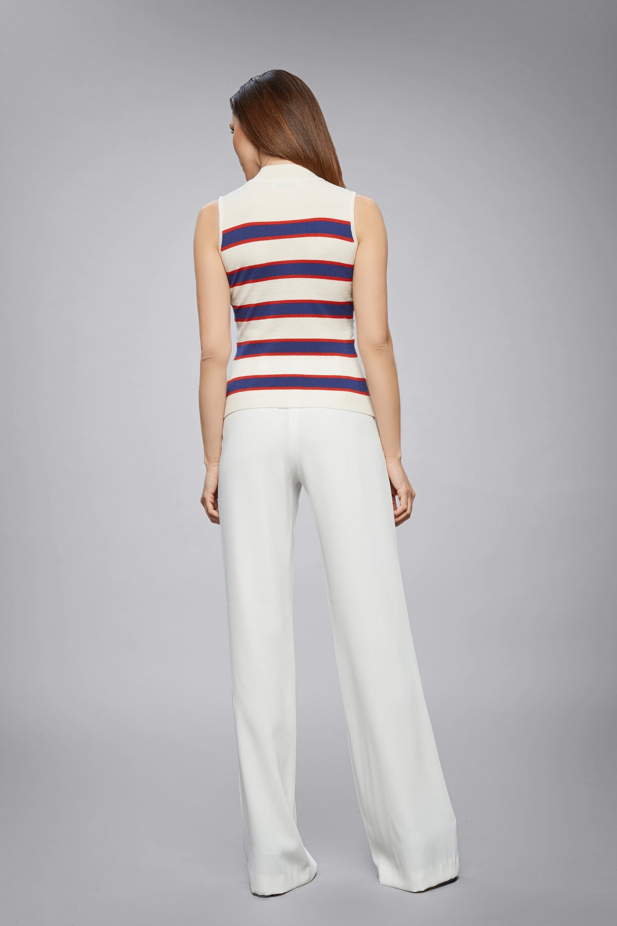 Blue And Red Striped Sleeveless Top