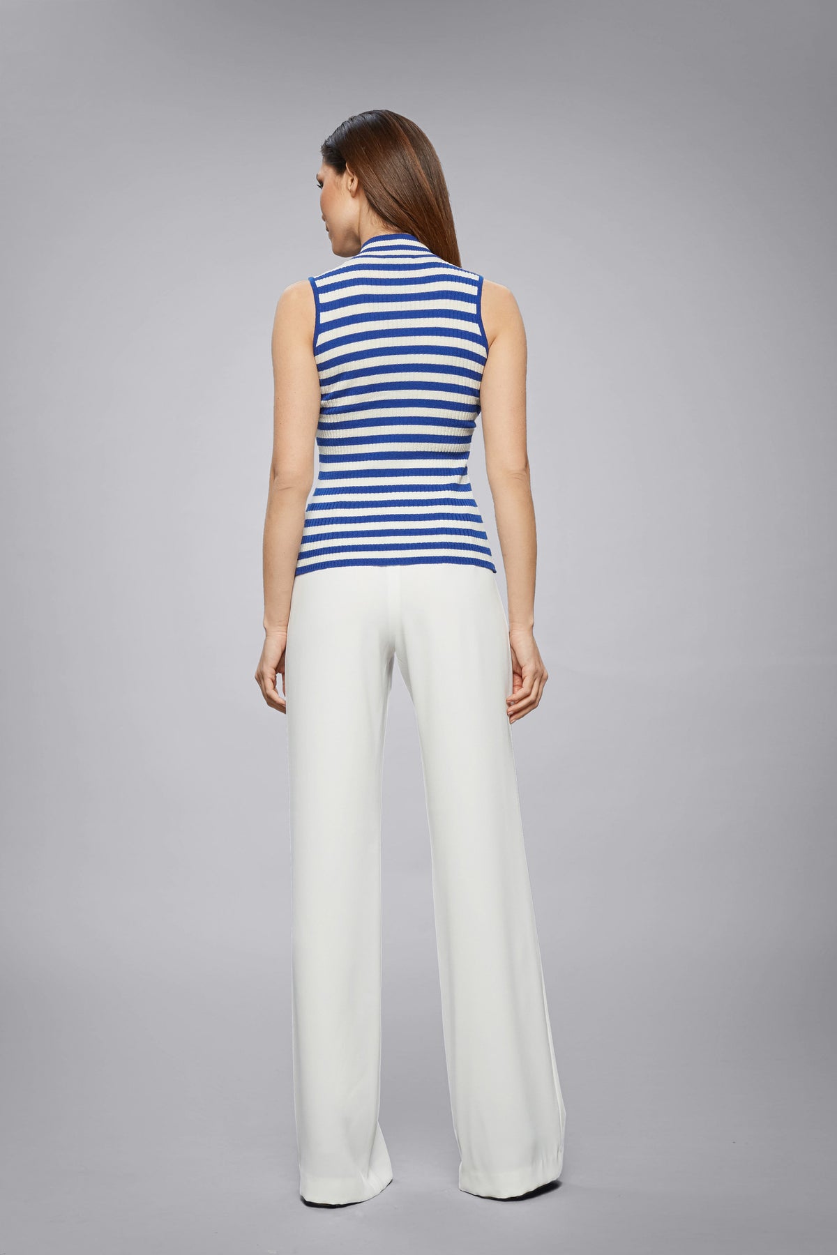 Blue Striped Sleeveless Top