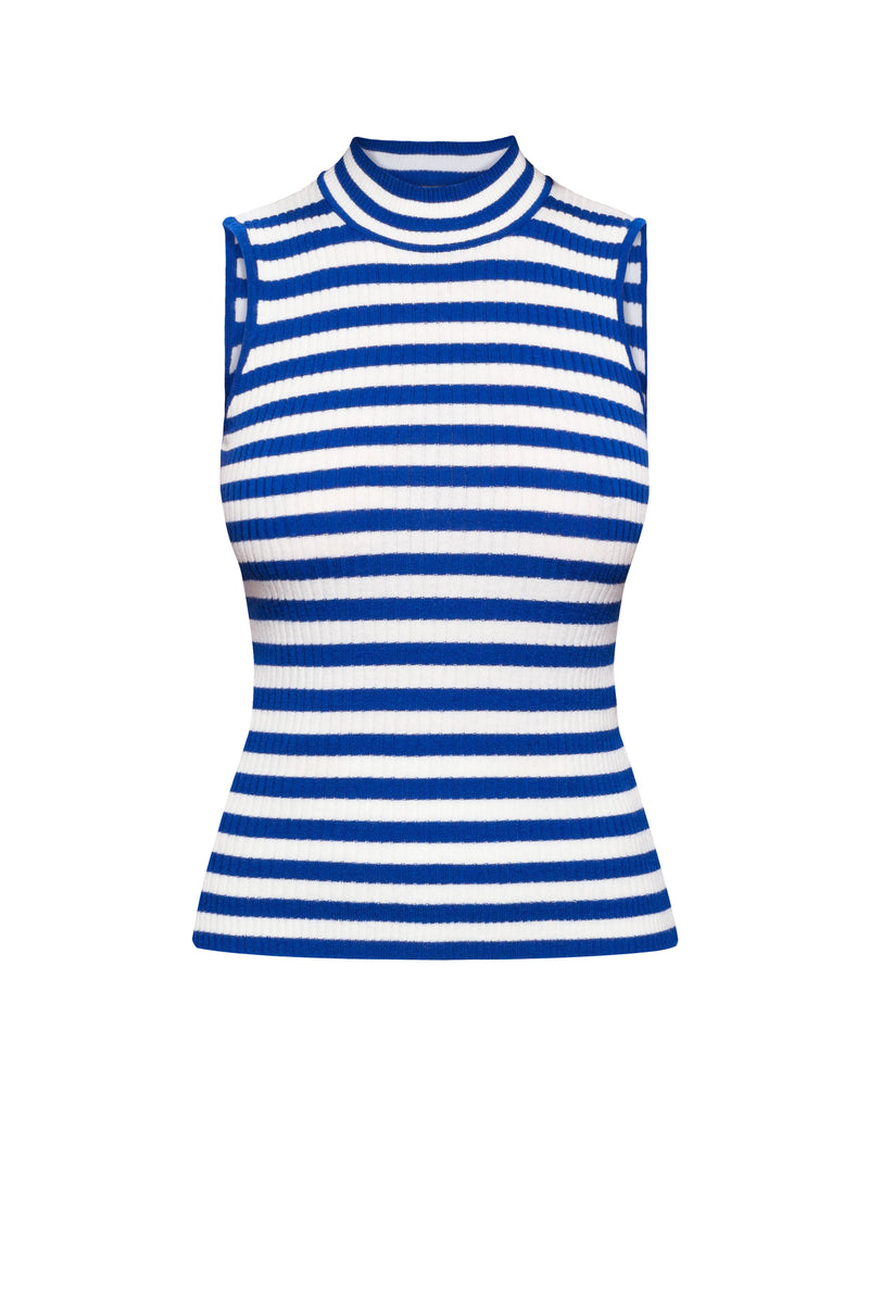 Blue Striped Sleeveless Top