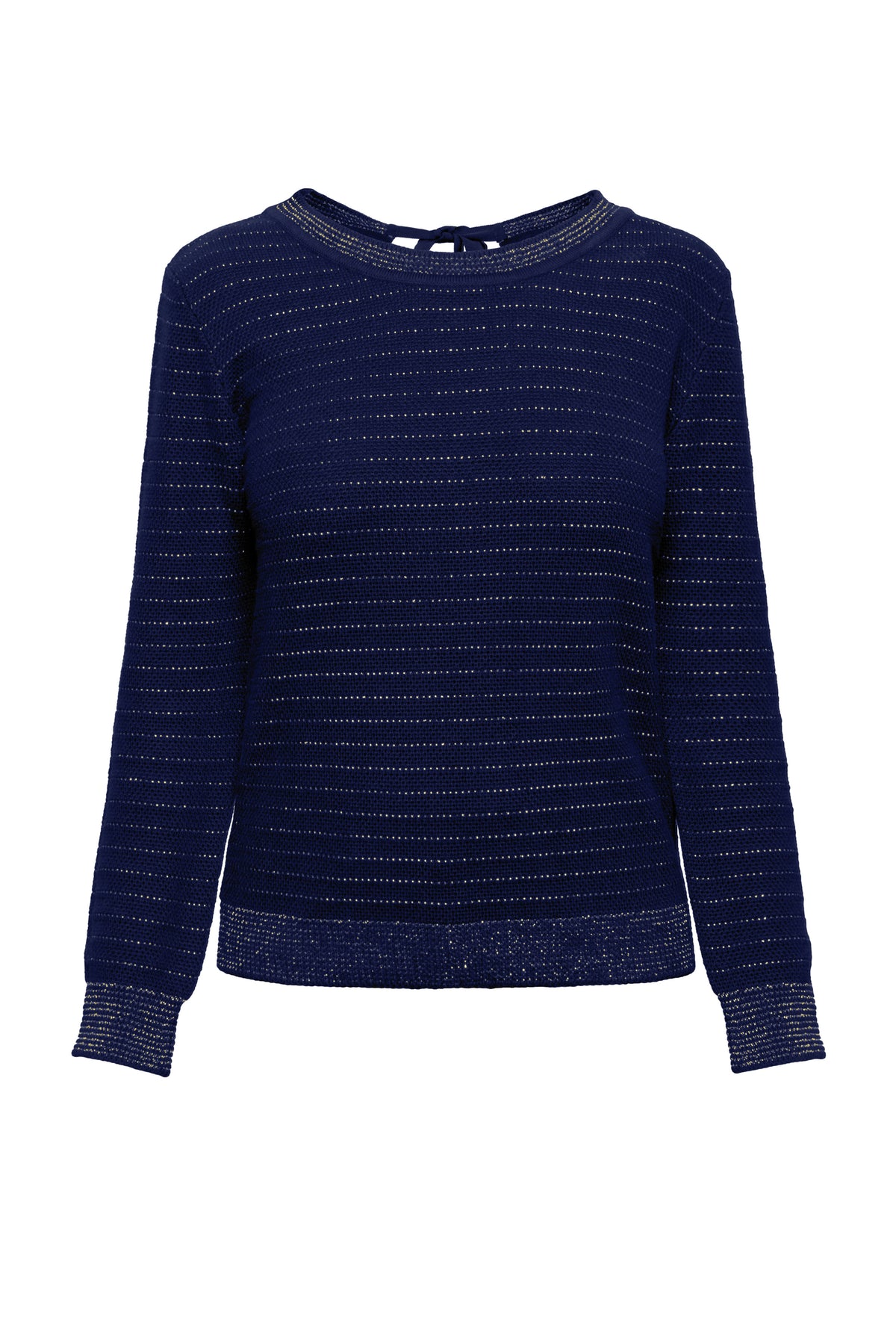 Tie-Back Cotton And Modal Jumper With Metallic Stripe