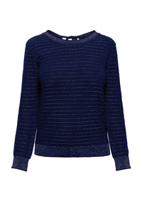 Tie-Back Cotton And Modal Jumper With Metallic Stripe