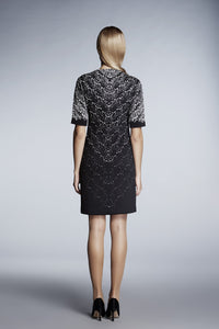 Printed lace monochrome fitted dress