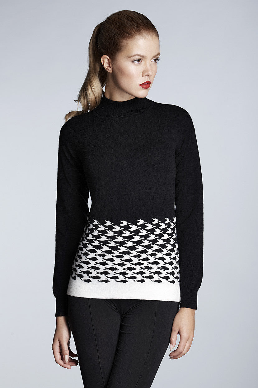 Black merino wool-blend turtle neck sweater