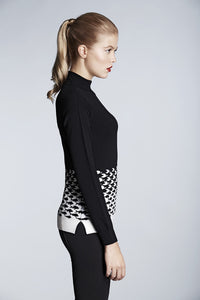 Black merino wool-blend turtle neck sweater