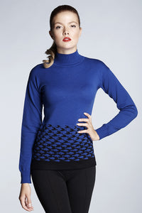 Azure blue merino wool-blend turtle neck sweater