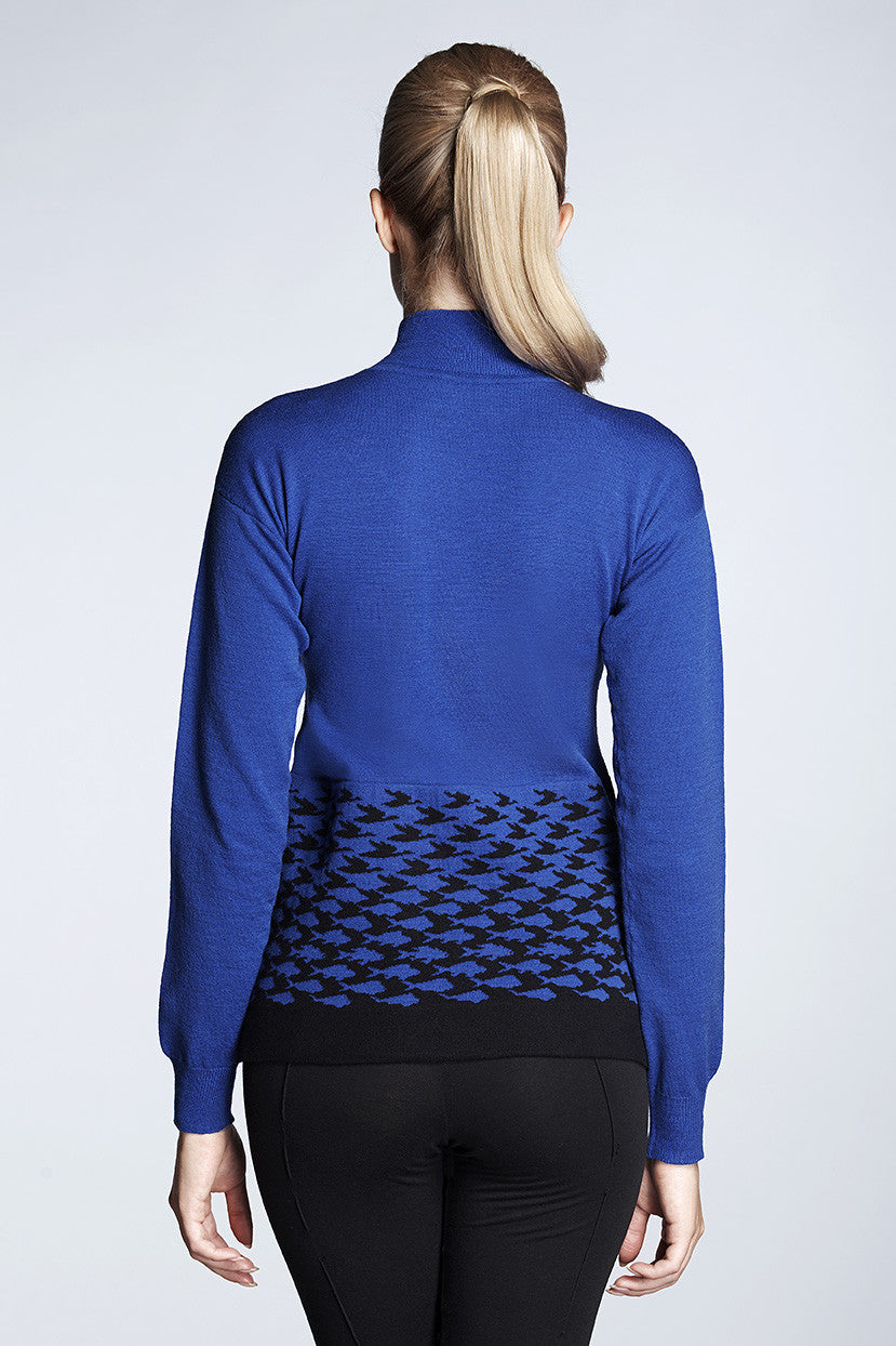 Azure blue merino wool-blend turtle neck sweater