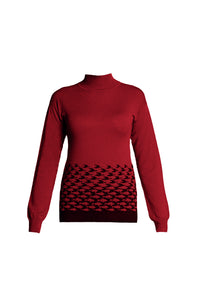 Red merino wool-blend turtle neck sweater