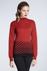 Red merino wool-blend turtle neck sweater