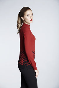 Red merino wool-blend turtle neck sweater