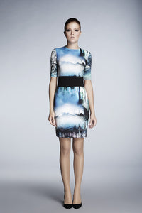 Soft jersey dress with landscape print