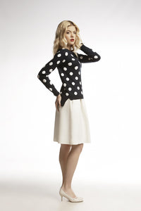 Long sleeve intarsia-polka dot knitted jumper