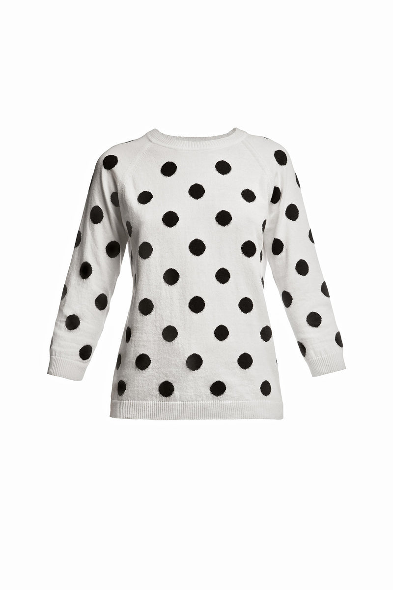 Polka dot-intarsia knitted jumper