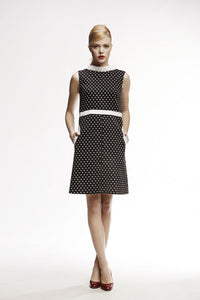 High Neck A-Line Polka Dot Dress