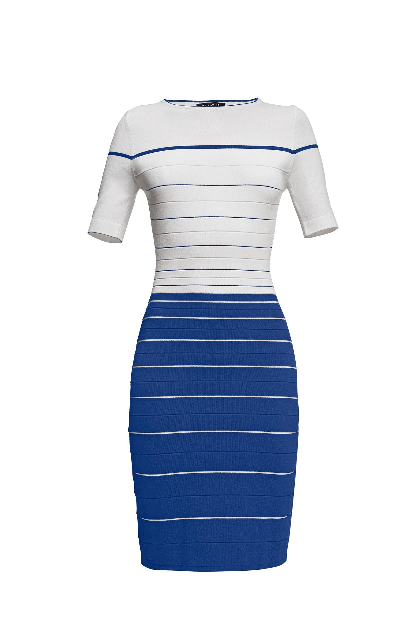 Striped Bodycon Dress in Blue and Cream
