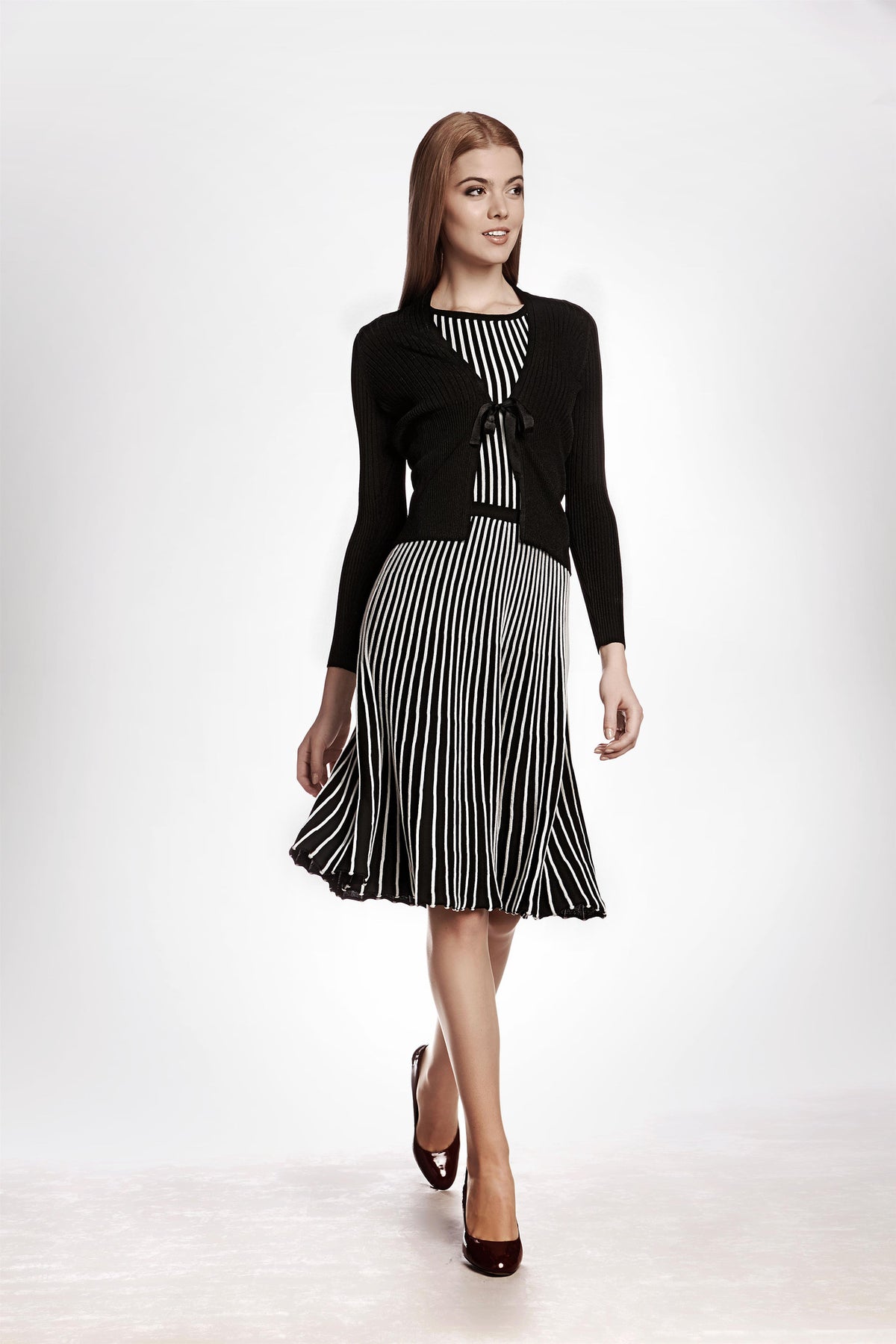 Striped Fit-And-Flare Knitted Dress