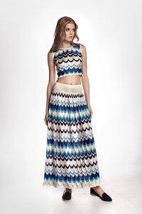 Wavy-striped maxi skirt