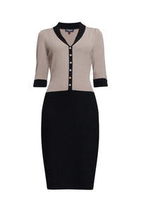 Two-tone knitted bodycon dress in Powder and Black