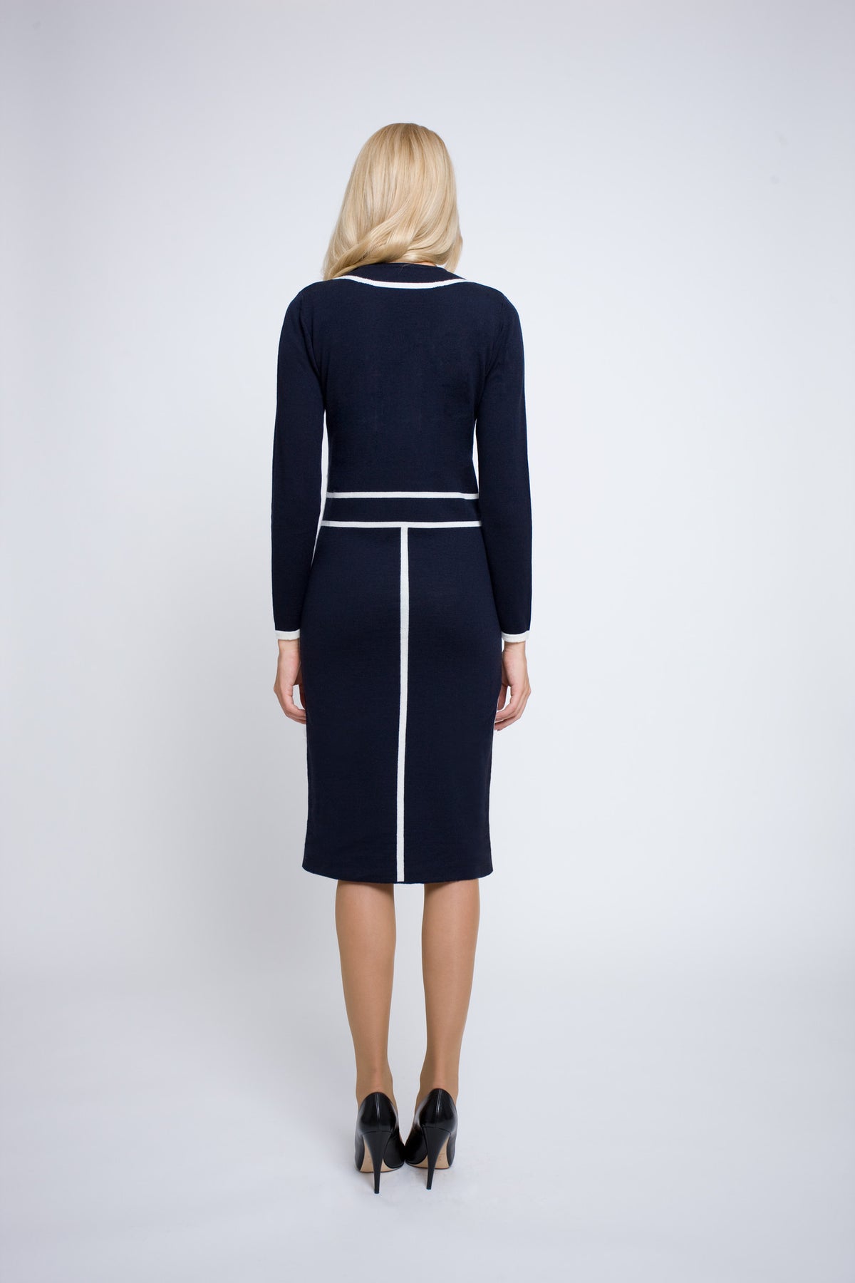 Knitted jacquard dress in Midnight blue
